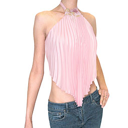 Flower Detail Pleated Satin Top