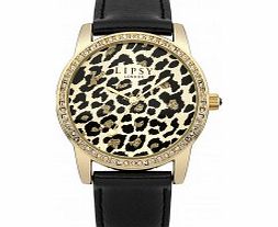 Lipsy Ladies Leopard Print Black Strap Watch