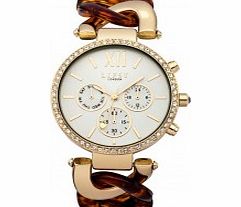 Lipsy Ladies Tortoise and Gold Tone Bracelet Watch