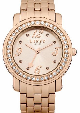 Lipsy Womens Quartz Watch with Rose Gold Dial Analogue Display and Rose Gold Bracelet LP187