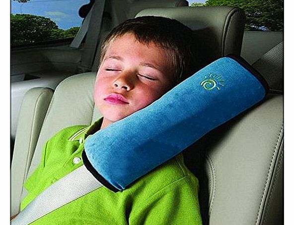 Liroyal E-PRANCE Cotton Velvet Car Safety Seat Belt Shoulder Pad Pillow for Children, Blue
