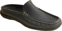 Lisa Kay navy leather flat slip-on mule
