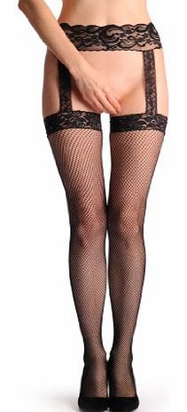 LissKiss Fishnet Stockings With Red Crystals Garter 
