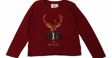 Little Eleven Paris Dark Deer T-shirt Cherry red `2 years,4 years,6