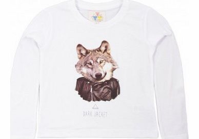 Little Eleven Paris Dark Wolf T-shirt White `4 years,6 years,8