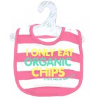 Little Green Radicals I Only Eat Organic Chips Bib - Pink/White Stripes