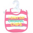 Little Green Radicals I Only Eat Organic Chips Bib - Pink/White Stripes