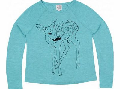 Little Karl Marc John Moustache Fawn T-shirt Turquoise `8 years,10