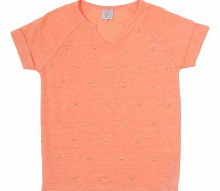 Little Karl Marc John Tiny Linen Stars T-shirt Peach `8 years,10 years
