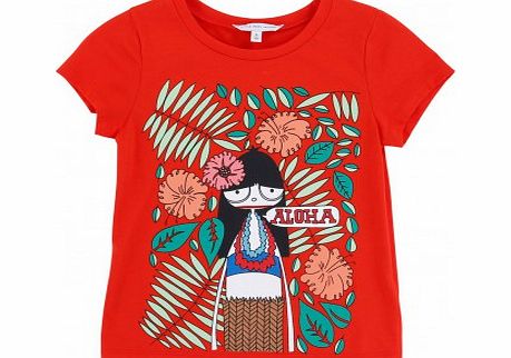 Little Marc Jacobs Miss Marc Aloha T-shirt Red `2 years,3 years,4