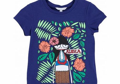 Little Marc Jacobs Miss Marc Aloha T-shirt Royal blue `2 years,3