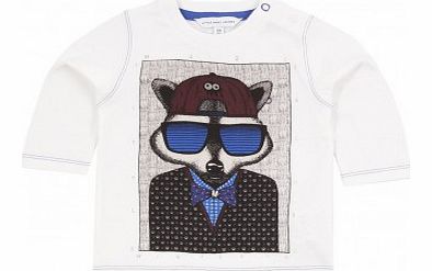 Racoon with glasses T-shirt Ecru `3 months,12