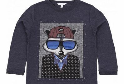 Little Marc Jacobs Racoon with glasses T-shirt Navy blue `2 years,3