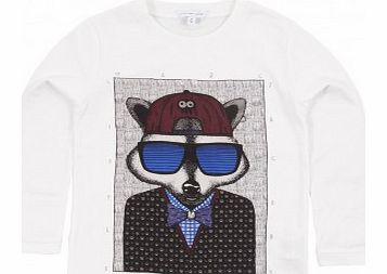 Racoon with glasses T-shirt White `2 years,4