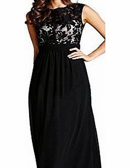 Little Mistress Floral Flock Maxi Dress Black - UK 14
