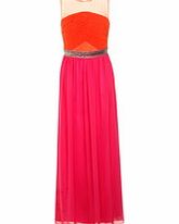Orange and pink mesh maxi dress