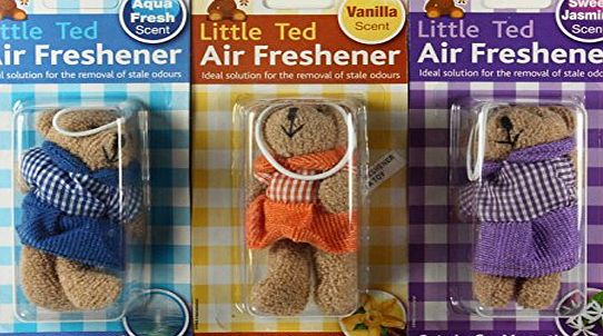Little Ted 1 x Teddy Bear Car Air Freshener Aqua Fresh, Vanilla or Sweet Jasmine