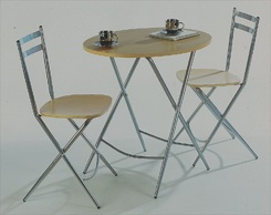 folding table and 2 chairs