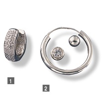 gents diamond huggy silver earrings