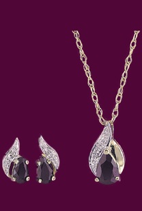 sapphire and diamond pendant and ear-ring set