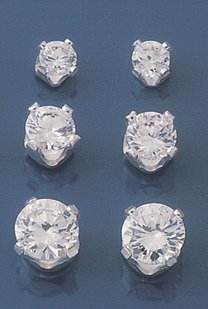 Littlewoods-Index set of 3 cubic zirconia stud earrings