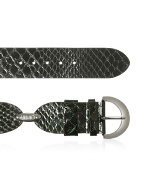 Black Stamped Leather Oval Link Belt