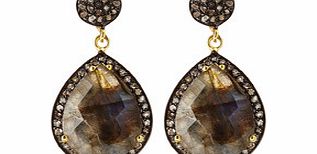 Gold-plated diamond teardrop earrings
