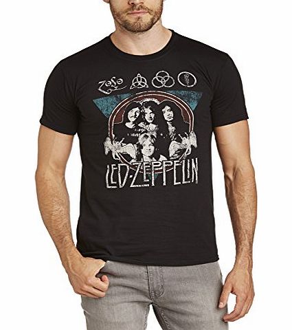 Live Nation Mens Led Zeppelin - Grunge Crew Neck Short Sleeve T-Shirt, Black, Medium