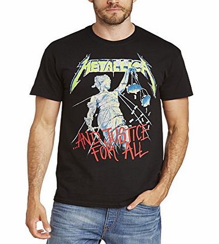 Live Nation Mens Metallica - And Justice for All Crew Neck Short Sleeve T-Shirt, Black, Large