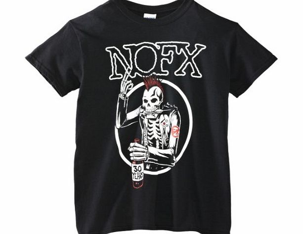 Live Nation Mens Nofx - Old Skull Crew Neck Short Sleeve T-Shirt, Black, Medium
