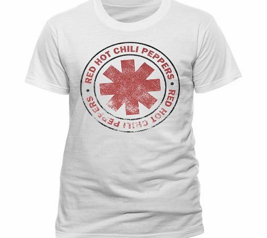 Live Nation Mens Red Hot Chili Peppers - Vintage Crew Neck Short Sleeve T-Shirt, White, X-Large