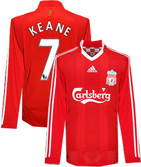 Liverpool Adidas 08-09 Liverpool L/S home (Keane 7)