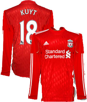 Liverpool Adidas 2010-11 Liverpool Long Sleeve Home Shirt (Kuyt 18)