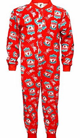 Liverpool FC Official Football Gift Boys Kids Pyjama Onesie Red Crest 7-8 Years