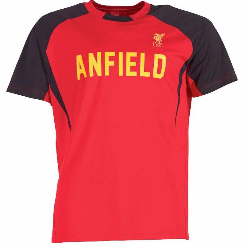 Liverpool Mens Poly Panel T-Shirt Red/Black