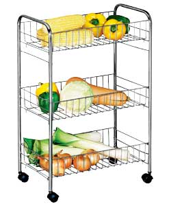 Living 3 Tier Slim Kitchen Trolley - Chrome
