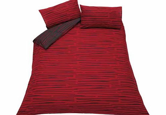 Living Dashes Black and Red Bedding Set - Double