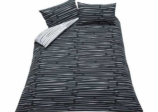 Living Dashes Black and White Bedding Set - Double