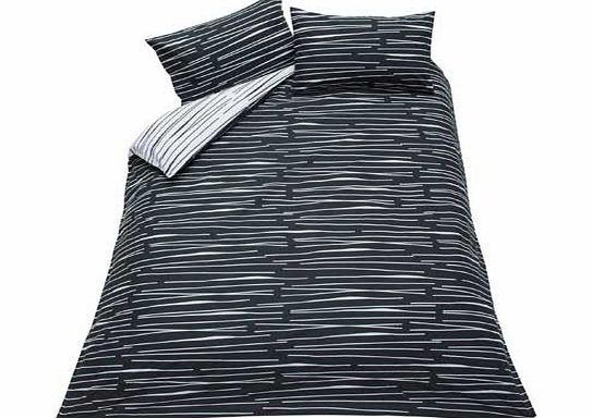 Living Dashes Black and White Bedding Set - Kingsize