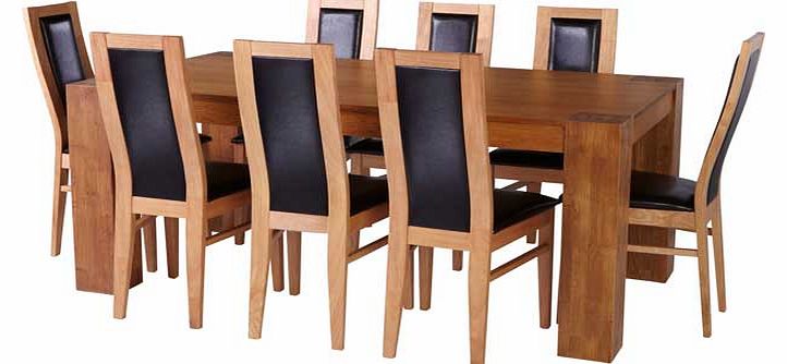 Living Warwick Oak Dining Table and 8 Chocolate Chairs