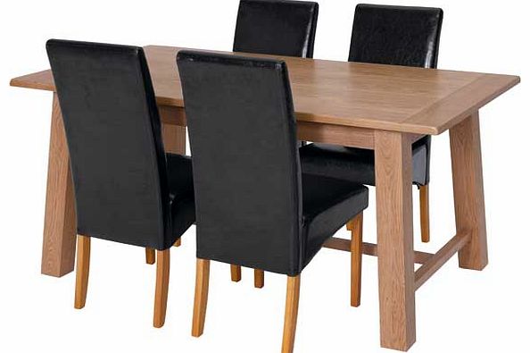 Living Wiltshire Oak Dining Table and 4 Black