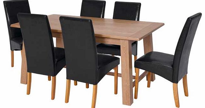 Living Wiltshire Oak Dining Table and 6 Black