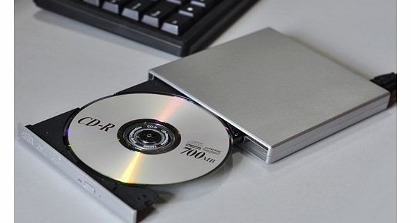 LizardTech - Slimline USB External DVD , CD ROM Drive for Laptops, Desktop and Netbooks - Silver