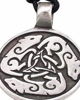 Llords Dogs Dog Wolf Celtic Circle Pewter Pendant Necklace