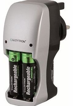 LLOYTRON  Compact AA/AAA Battery Charger with 4x AA1300 Battery