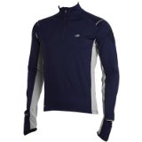 Lock Laces NEW BALANCE Semi-Fitted Knitted 1/2 Zip Long Sleeve Mens Thermal Top , M, AVIATOR