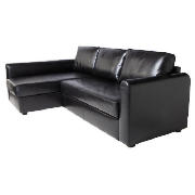 Leather Effect Chaise Sofa Bed, Black