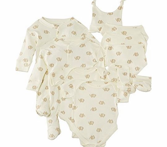 Lollipop Lane Unisex Baby 10 PC Starter Set Animal Print Clothing Set, Beige (Cream), Newborn
