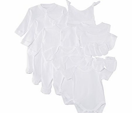 Lollipop Lane Unisex Baby 12 PC Starter Set Clothing Set, White, 0-3 Months