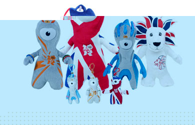 2012 4 Soft Toys and 3 Keyrings Mascot